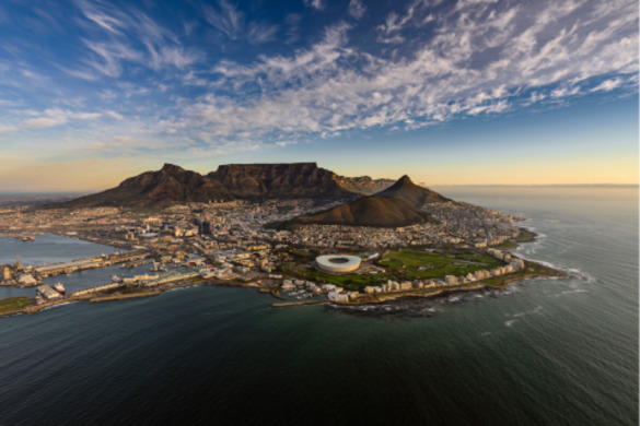 An aerial view of Table mountain.